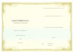 Удостоверение о повышении квалификации в Камышине